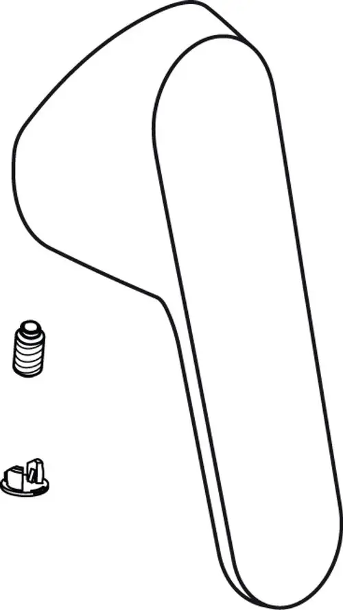 Griff in chromfarbener Ausführung mit abgerundeten Kanten und zwei Befestigungselementen. Produkt von Ideal Standard, geeignet für Montage an Badarmaturen.